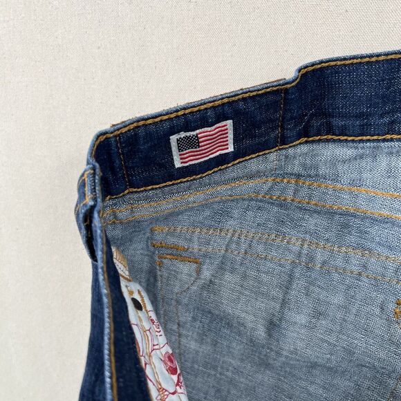 True Religion Jeans Men’s 42x34 Blue Straight Leg Colorful Striped Pocket Flap - Picture 15 of 16